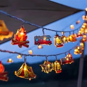 Campsite Camping Themed String Lights-Tent, RV, Campfire, Lantern, Picni…